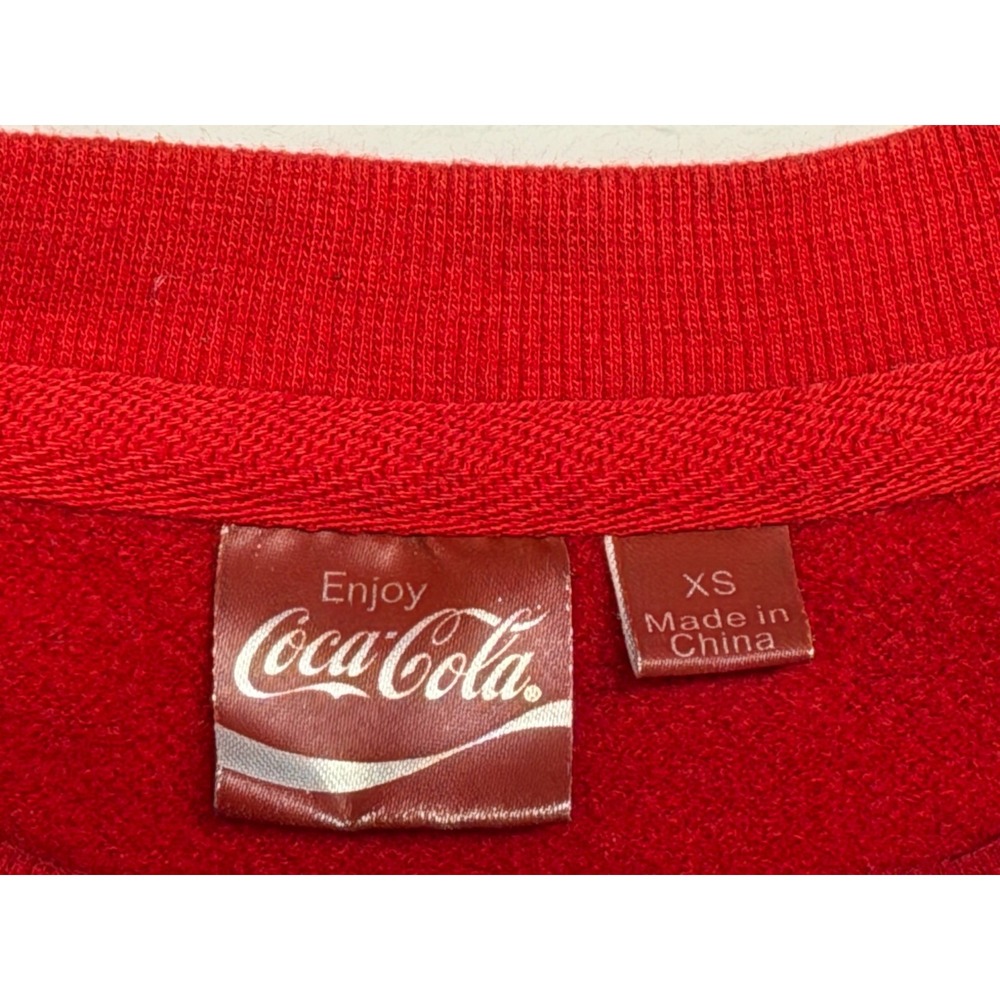 Coca Cola Polar Bear Christmas Sweatshirt XS Juniors Red Holiday Graphic Pullove - Picture 5 of 7